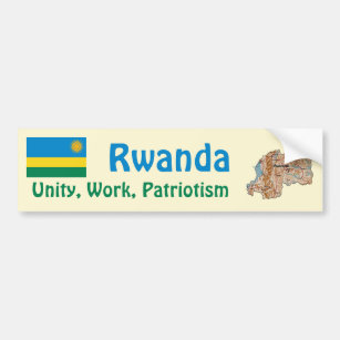 Rwanda Flag + Map Bumper Sticker
