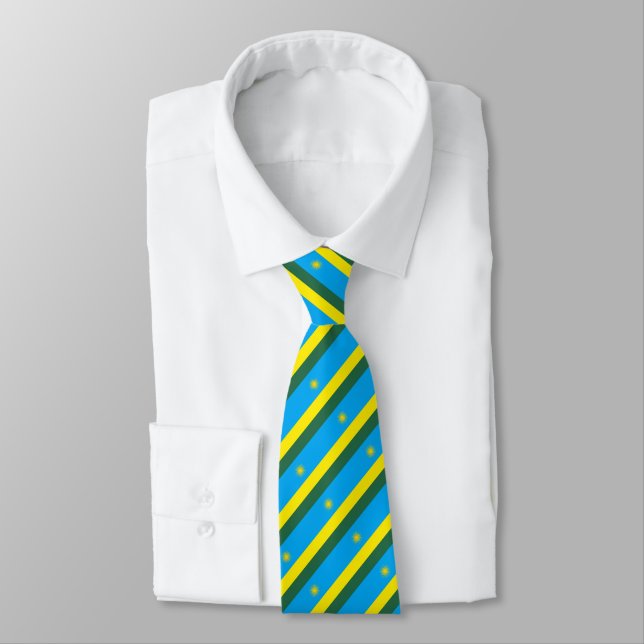 Rwanda Flag Neck Tie (Tied)