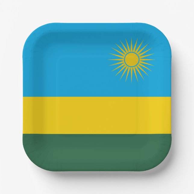 Rwanda Flag Paper Plates (Front)