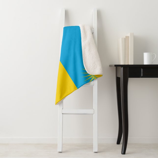 Rwanda Flag Sherpa Blanket (In Situ)