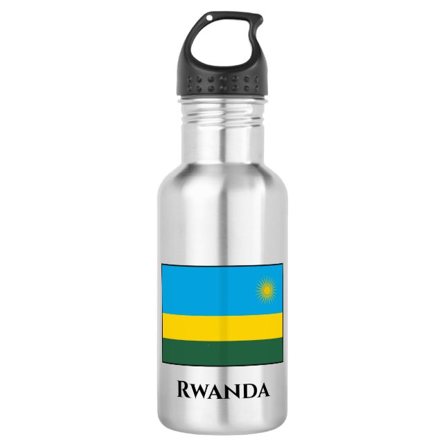 Rwanda Flag Stainless Steel Water Bottle (Front)