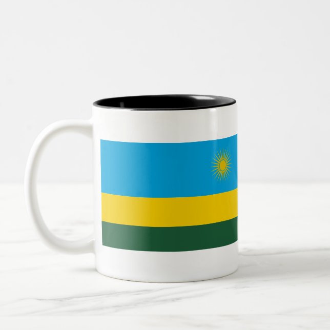 Rwanda Flag Two-Tone Coffee Mug (Left)