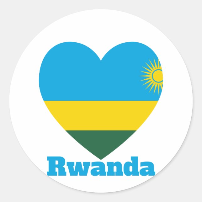 Rwanda Heart Flag  Classic Round Sticker (Front)