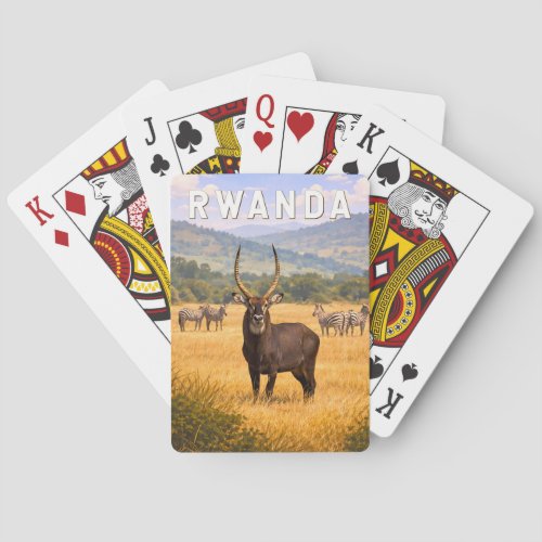 Rwanda Illustration Travel Art Vintage Poker Cards