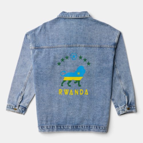 Rwanda Lion Flag National Flag Travel  Denim Jacket