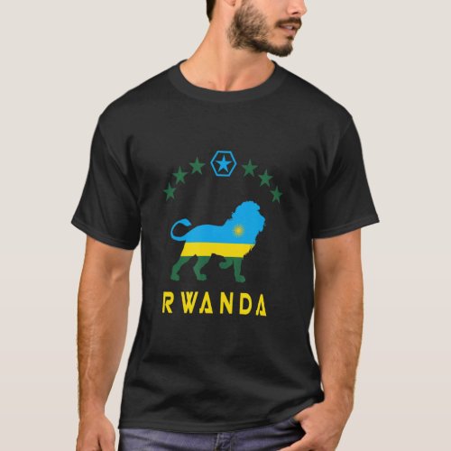 Rwanda Lion Flag National Flag Travel  T_Shirt