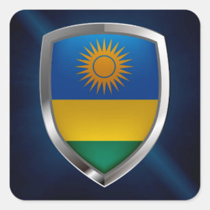Rwanda Metallic Emblem Square Sticker