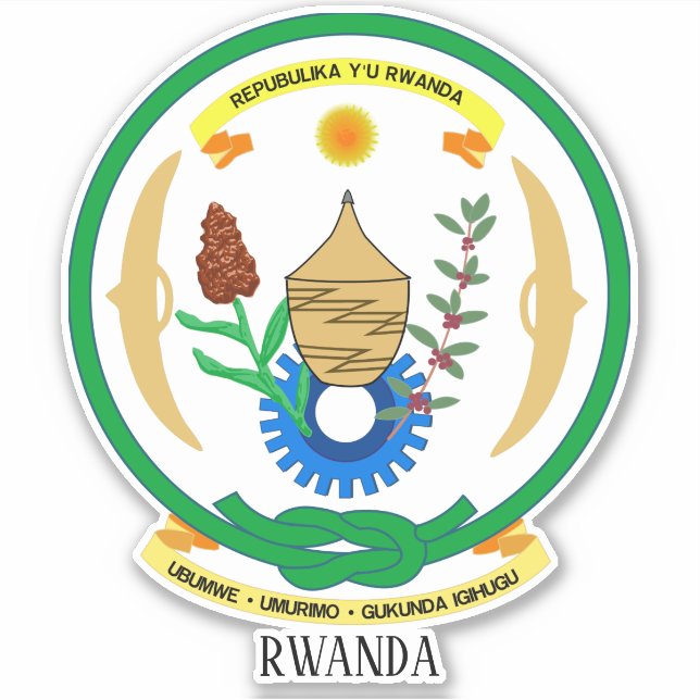 Rwanda National Coat Of Arms Patriotic Sticker (Front)