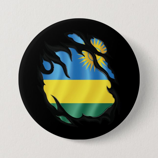 Rwanda Ripped Flag Button (Front)