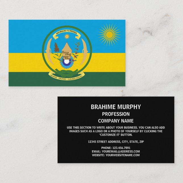 Rwandan Flag & Seal, Flag of Rwanda Business Card (Front/Back)