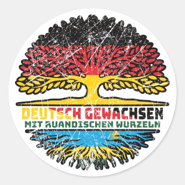 Rwandan German Germany Baum Wurzel Classic Round Sticker (Front)