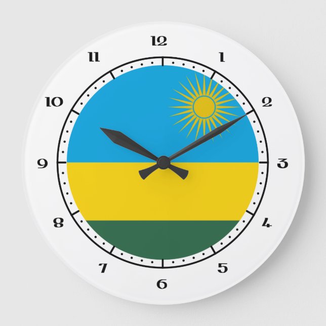 Rwandan / Rwandese flag clocks (Front)