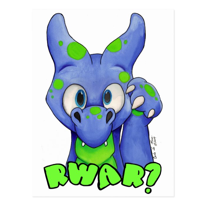 RWAR? (Blue) Cute baby dragon roaring Postcard
