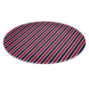 RWB Baseball Coord Stripes 1-ROUND CUTTING BOARD