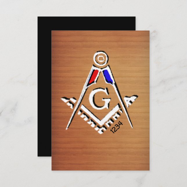(RWB) Masonic Minds w/ wood background Invitation (Front/Back)