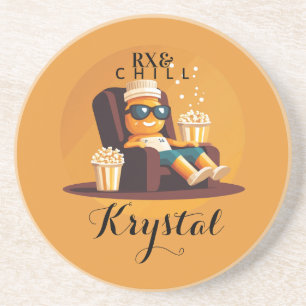 Rx & Chill   Funny Pharmacy Tech Names Coaster