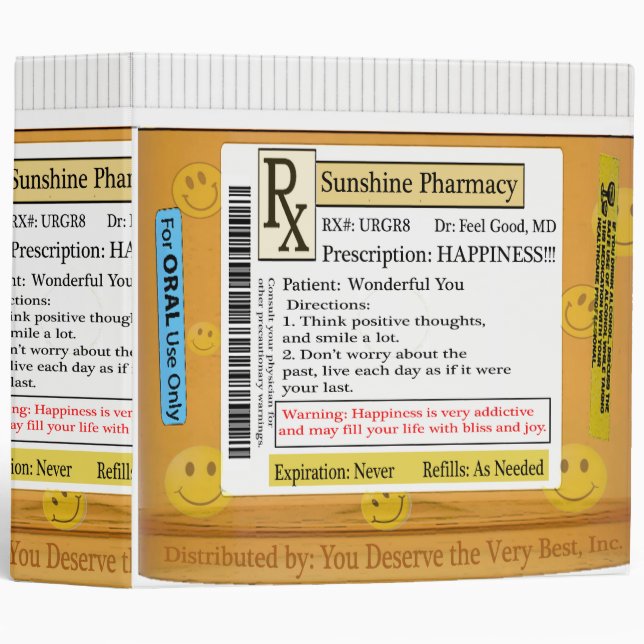 RX Funny Happiness Prescription Binder (Front/Spine)