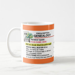RX Medicine Prescription Bottle Genealogy Mug