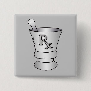 RX Mortar Pestle Pinback Button