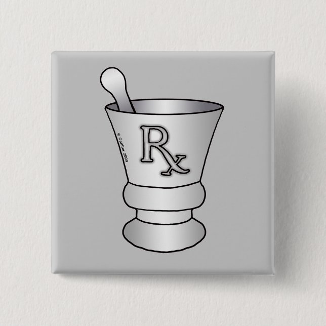 RX Mortar Pestle Pinback Button (Front)