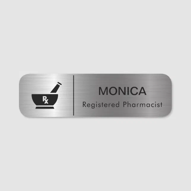 RX Pharmacy Logo Pharmacist Medical Care Name Tag Zazzle