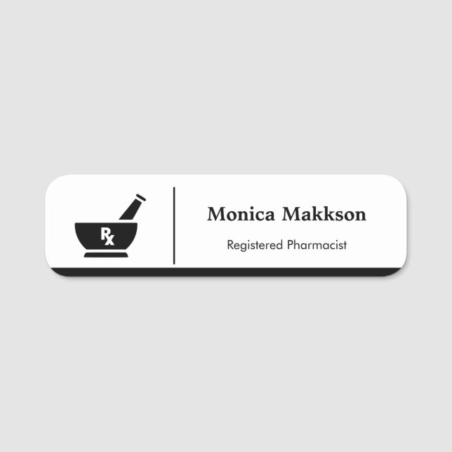 RX Pharmacy Logo Pharmacist Medical Care Name Tag (Front)