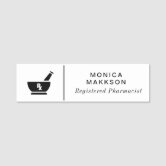 Pharmacist Mortar Pestle Logo Name Tag