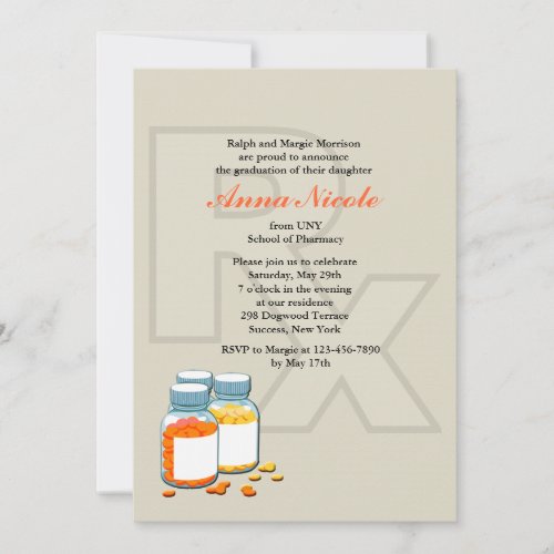 Rx Pharmacy School Graduation Invitation