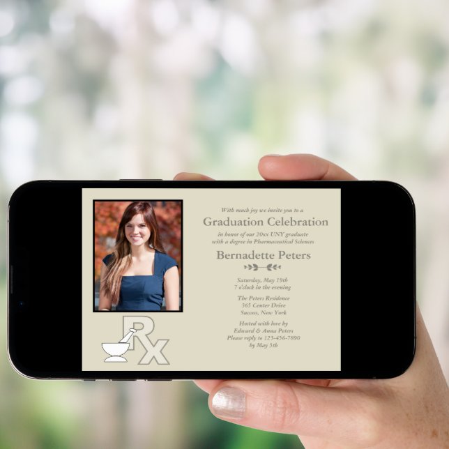 Rx Pharmacy School Photo Graduation Invitation (Front Digital)