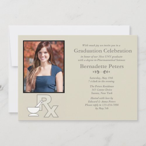 Rx Pharmacy School Photo Graduation Invitation