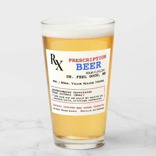 RX Prescription for Beer Glass