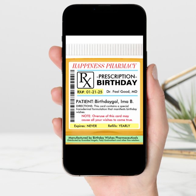 RX Prescription for BIrthdays Card (Front Digital)