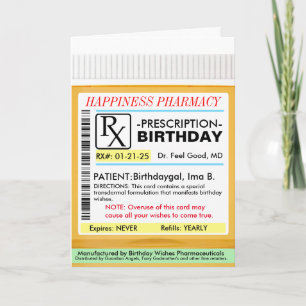 RX Prescription for BIrthdays Card