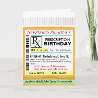 RX Prescription for BIrthdays Card