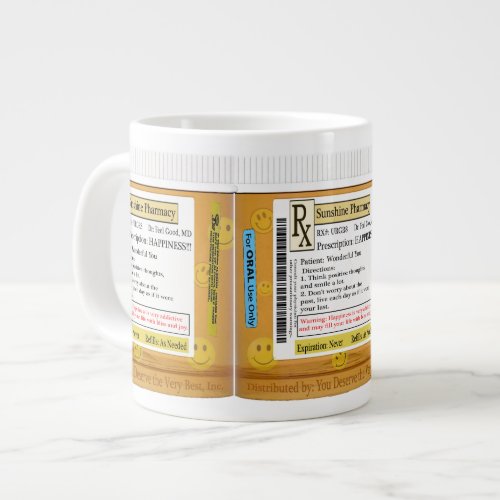 RX Prescription for Happiness Giant Coffee Mug