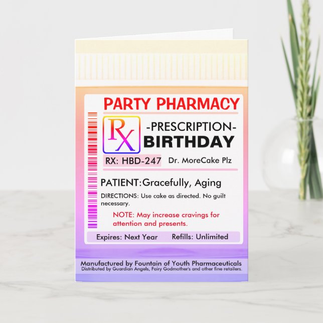 RX Prescription for Happy Birthday Card (Front)
