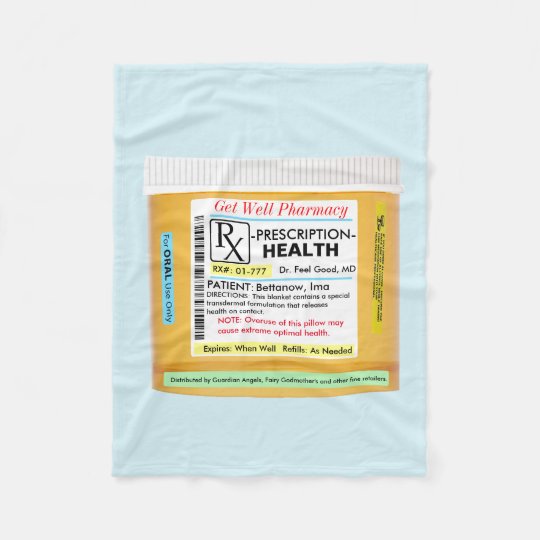 RX Prescription for Health Get Well Blanket