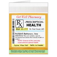 RX Prescription for Health Get Well Card