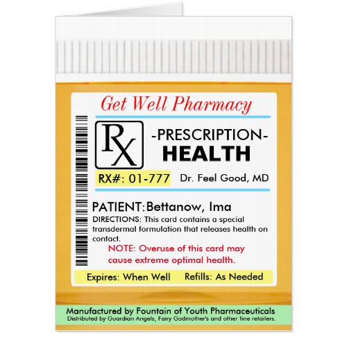 RX Prescription for Health Get Well Card