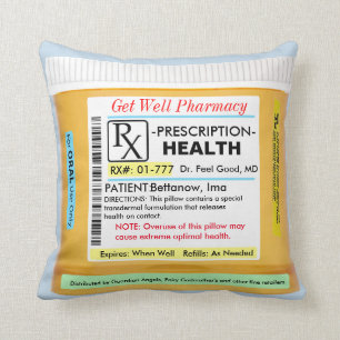 RX Prescription for Health Get Well Pillow