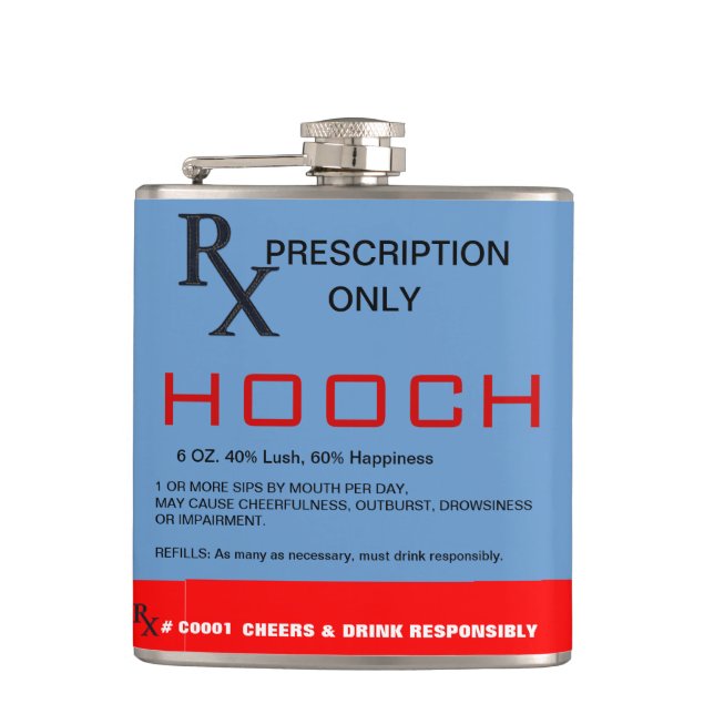RX Prescription Hooch Flask (Front)