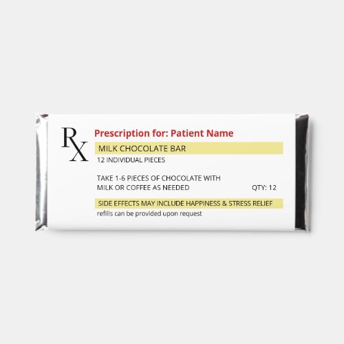 Rx Prescription Novelty Nurse Medical Graduation Hershey Bar Favors