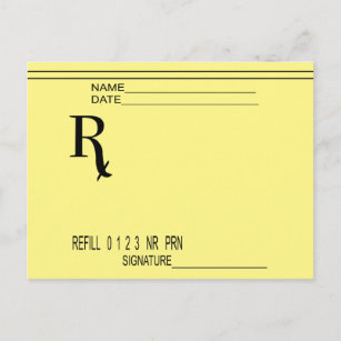 Rx Prescription Pad - Write Your Own Prescription! Postcard