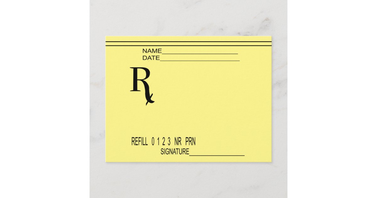 Rx Prescription Pad Write Your Own Prescription! Postcard Zazzle