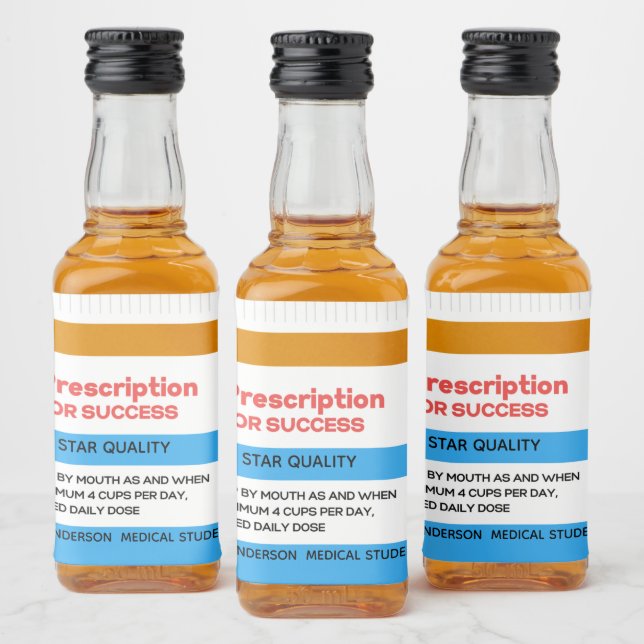 RX SUCCESS Nurse Doctor Medical Graduation Favor   Liquor Bottle Label (Bottles)