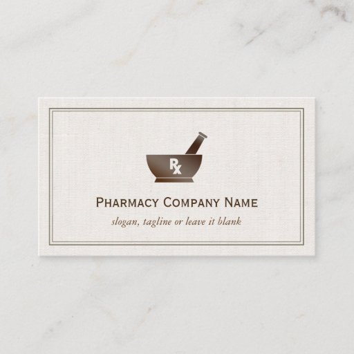 Customizable RX Symbol Pharmacy Chemist Company - Classic Linen Business Card Template