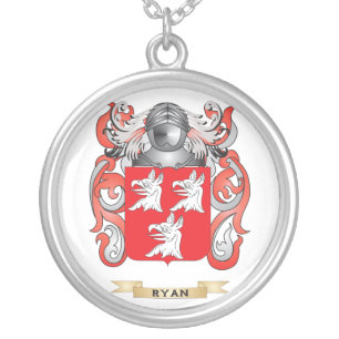 Ryan Coat of Arms (Family Crest) Silver Plated Necklace