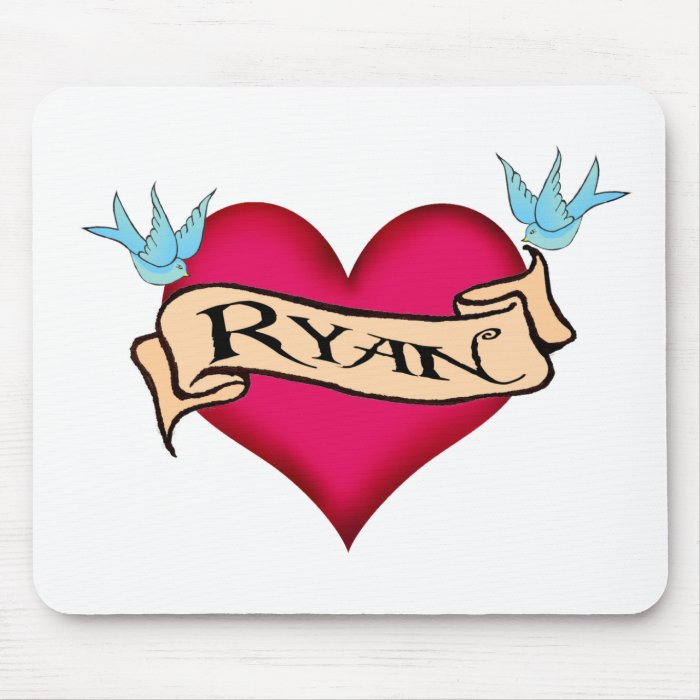 Ryan   Custom Heart Tattoo T shirts & Gifts Mouse Mat