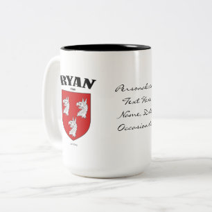 Ryan Family Crest, Translation & Meaning Two-Tone Coffee Mug