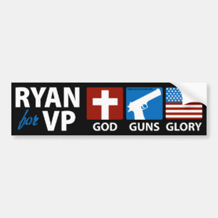 Ryan for VP God Guns Glory Black Bumper Sticker